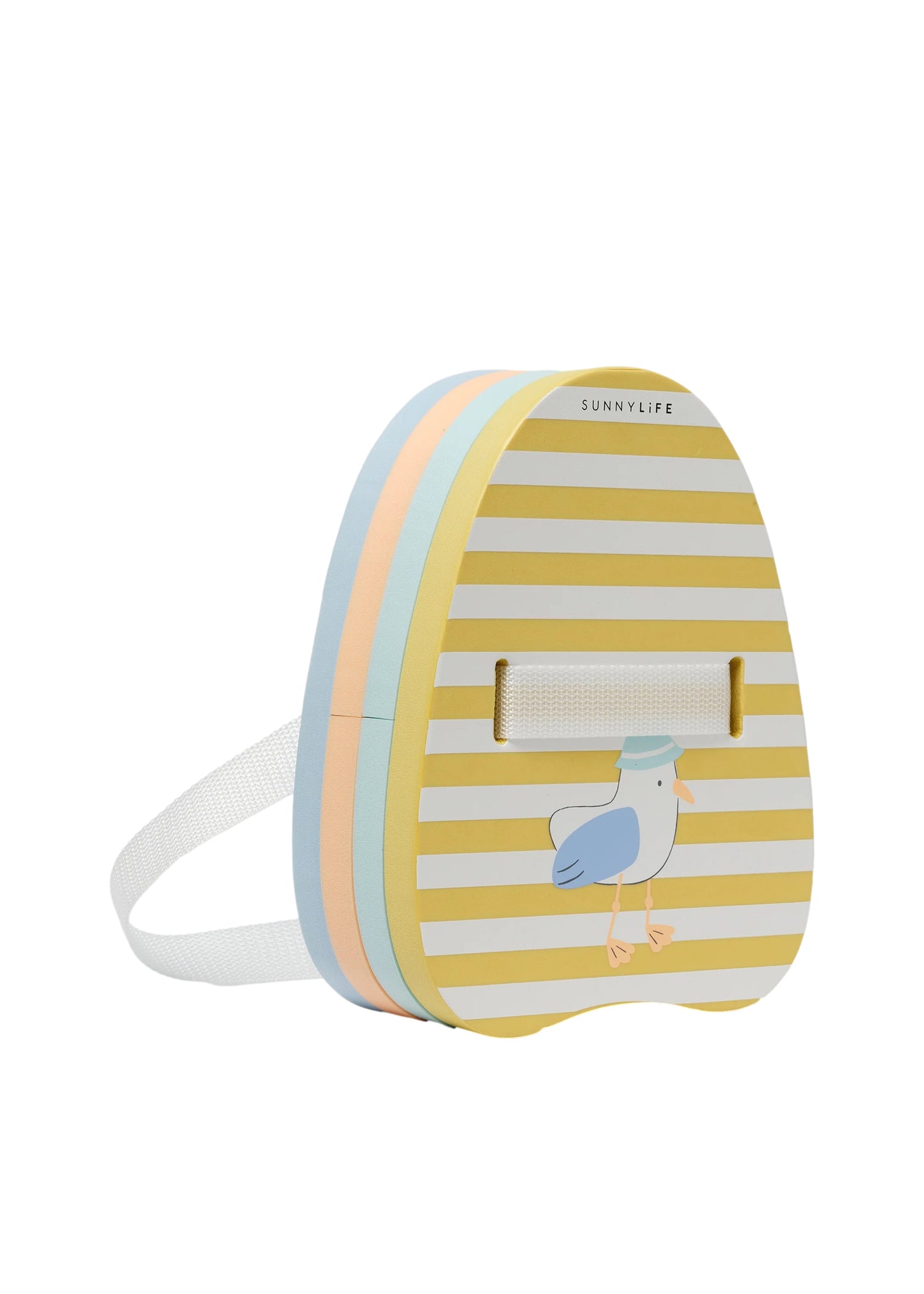 Load image into Gallery viewer, Bubble Back Float Sid the Seagull Mustard Stripe - Pool Inflatable
