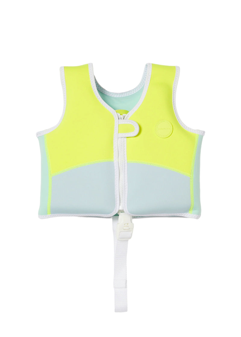 Salty the Shark Swim Vest Aqua Neon Yellow