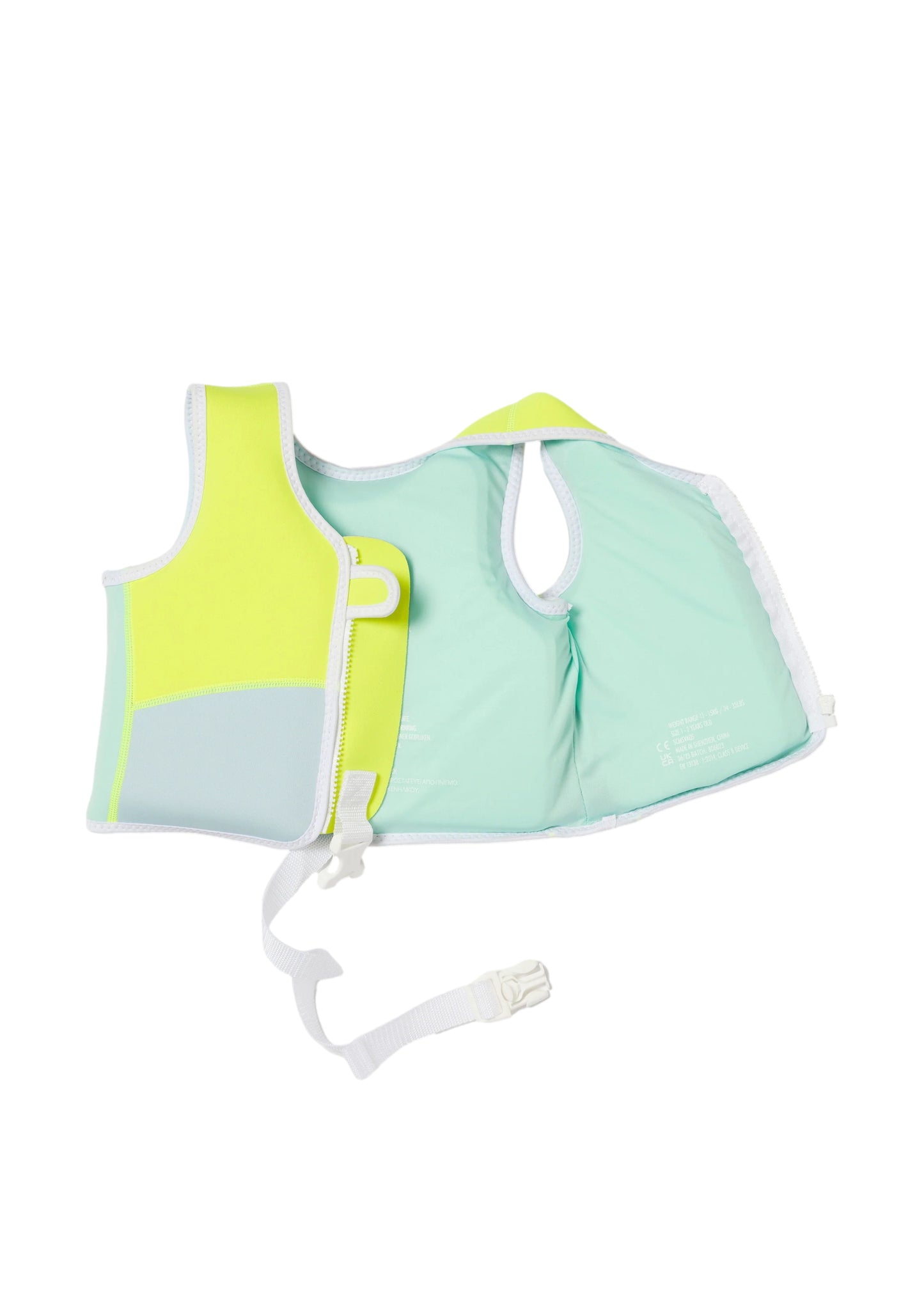 Load image into Gallery viewer, Salty the Shark Swim Vest Aqua Neon Yellow - Swim Vest
