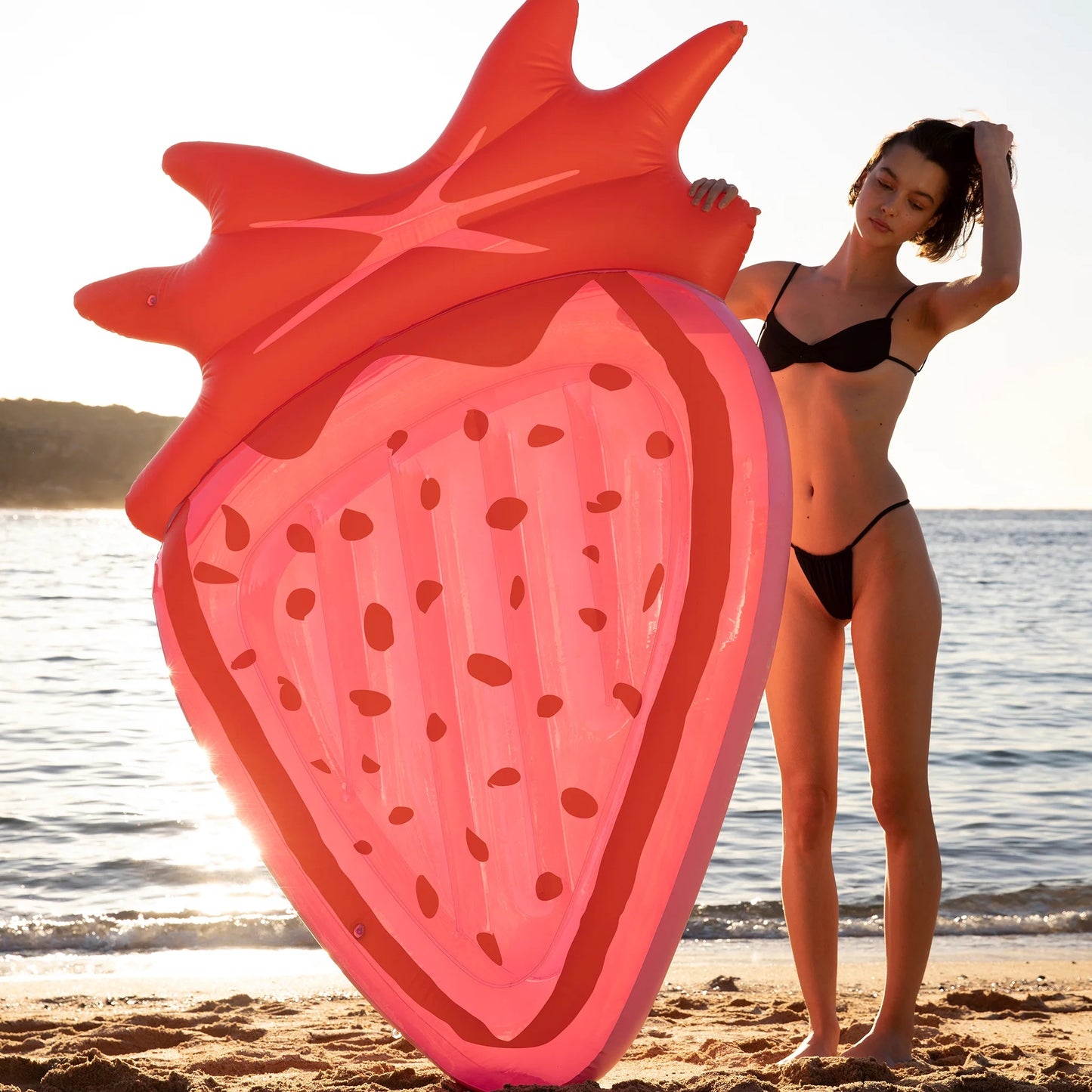 Load image into Gallery viewer, Luxe Lie-On Float Strawberry Pink Berry - ONE SIZE - Pool Inflatable
