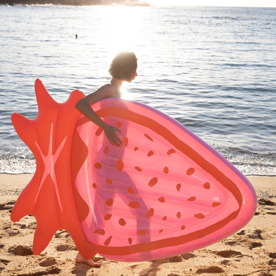 Load image into Gallery viewer, Luxe Lie-On Float Strawberry Pink Berry - ONE SIZE - Pool Inflatable

