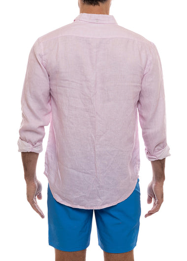 Men’s Linen Shirt Pink - Long Sleeve Shirt