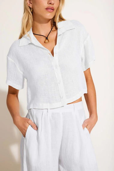 Hana Cropped Shirt White