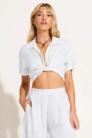 Hana Cropped Shirt White
