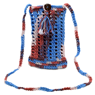 Crochet Mobile Holder Pouch Blue Multi - Mobile Phone Charms & Straps