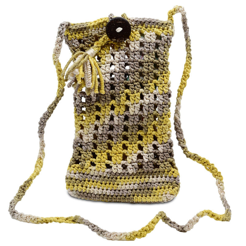 Crochet Mobile Holder Pouch Yellow Multi