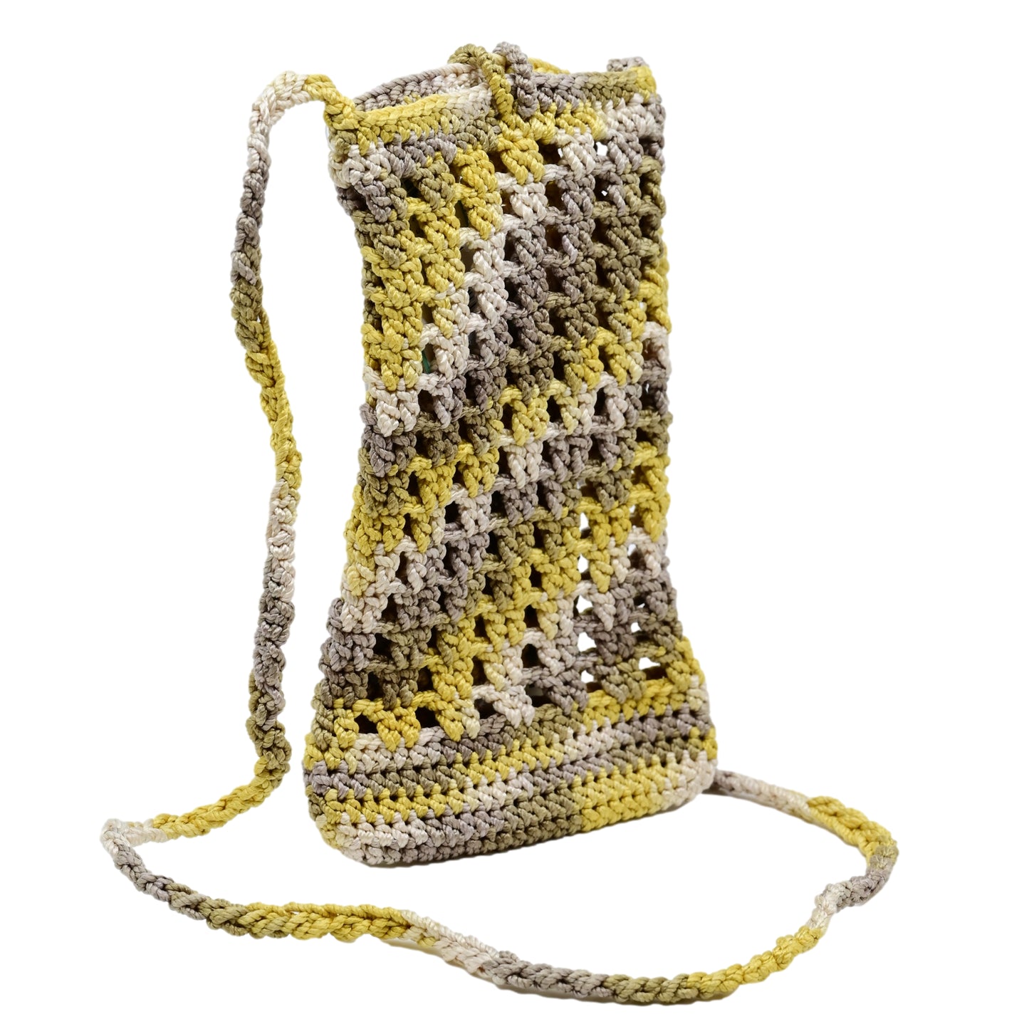 Load image into Gallery viewer, Crochet Mobile Holder Pouch Yellow Multi - Mobile Phone Charms &amp;amp; Straps

