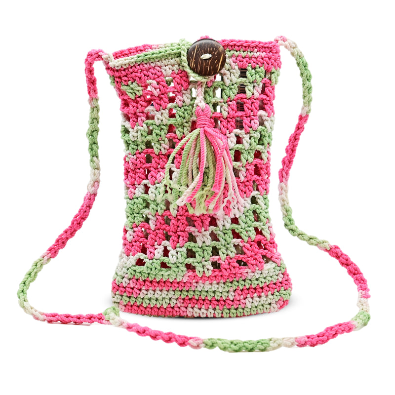 Crochet Mobile Holder Pouch Mint Multi
