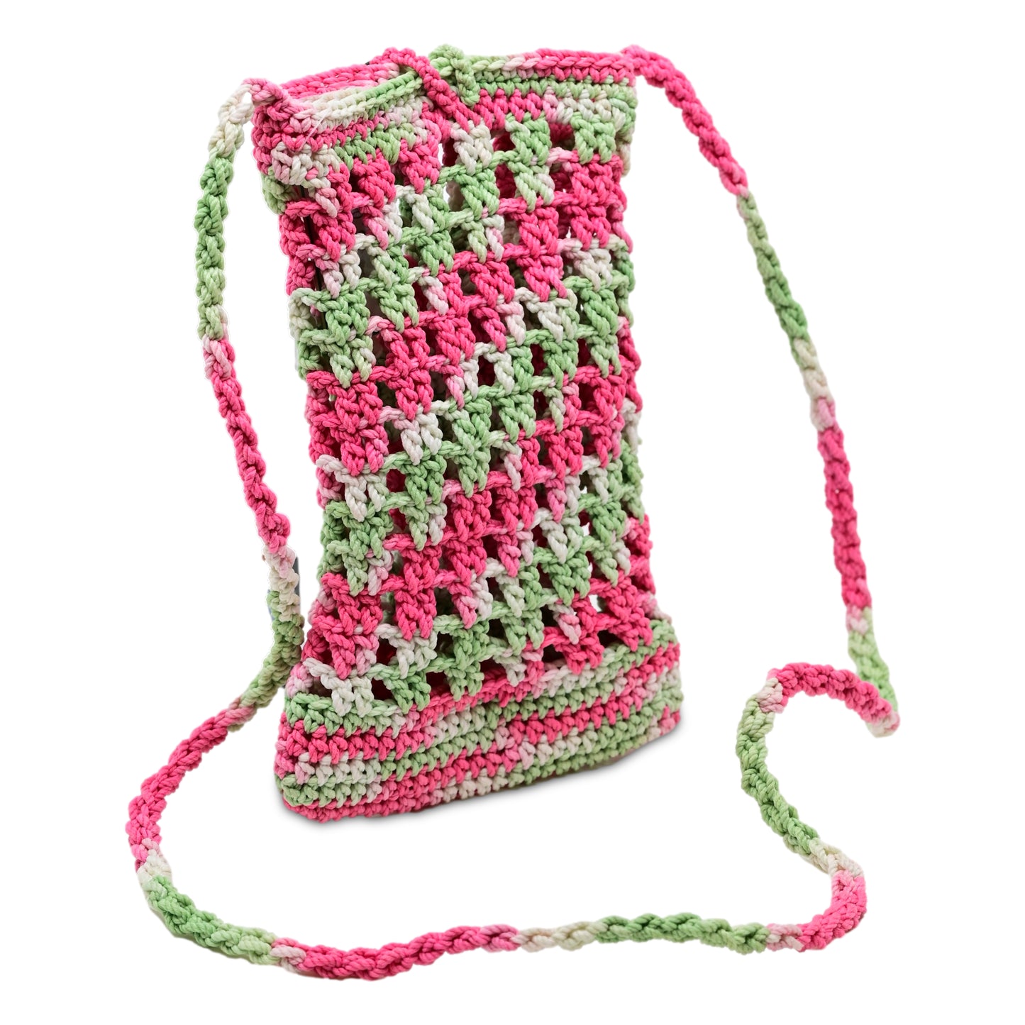 Load image into Gallery viewer, Crochet Mobile Holder Pouch Mint Multi - Mobile Phone Charms &amp;amp; Straps
