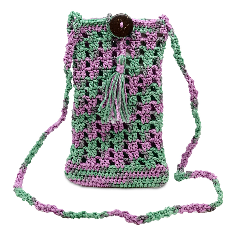 Crochet Mobile Holder Pouch Lilac Multi