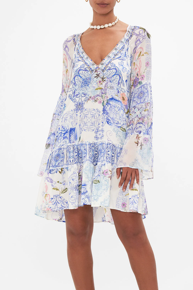 A-Line Gathered Panel Dress Paint Me Positano - Dress
