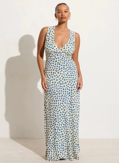 Acacia Midi Dress Gita Floral Blue - Dress