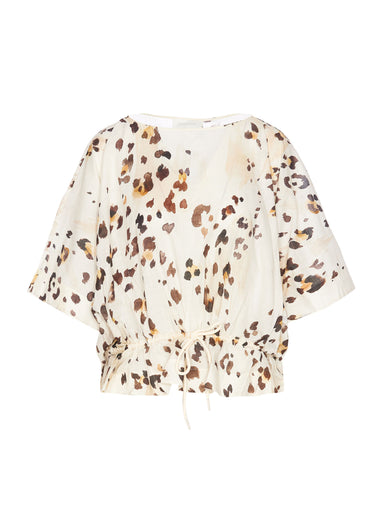 Acacia Draw Waist Top Watercolour Leopard - Top