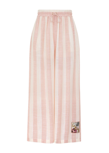 Acacia Wide Leg Pink Cream Stripe - Trousers