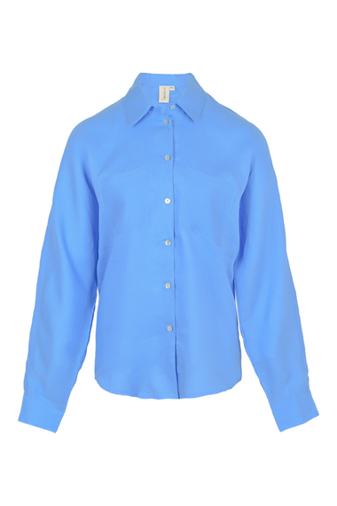 Blue Crashed Linen Shirt