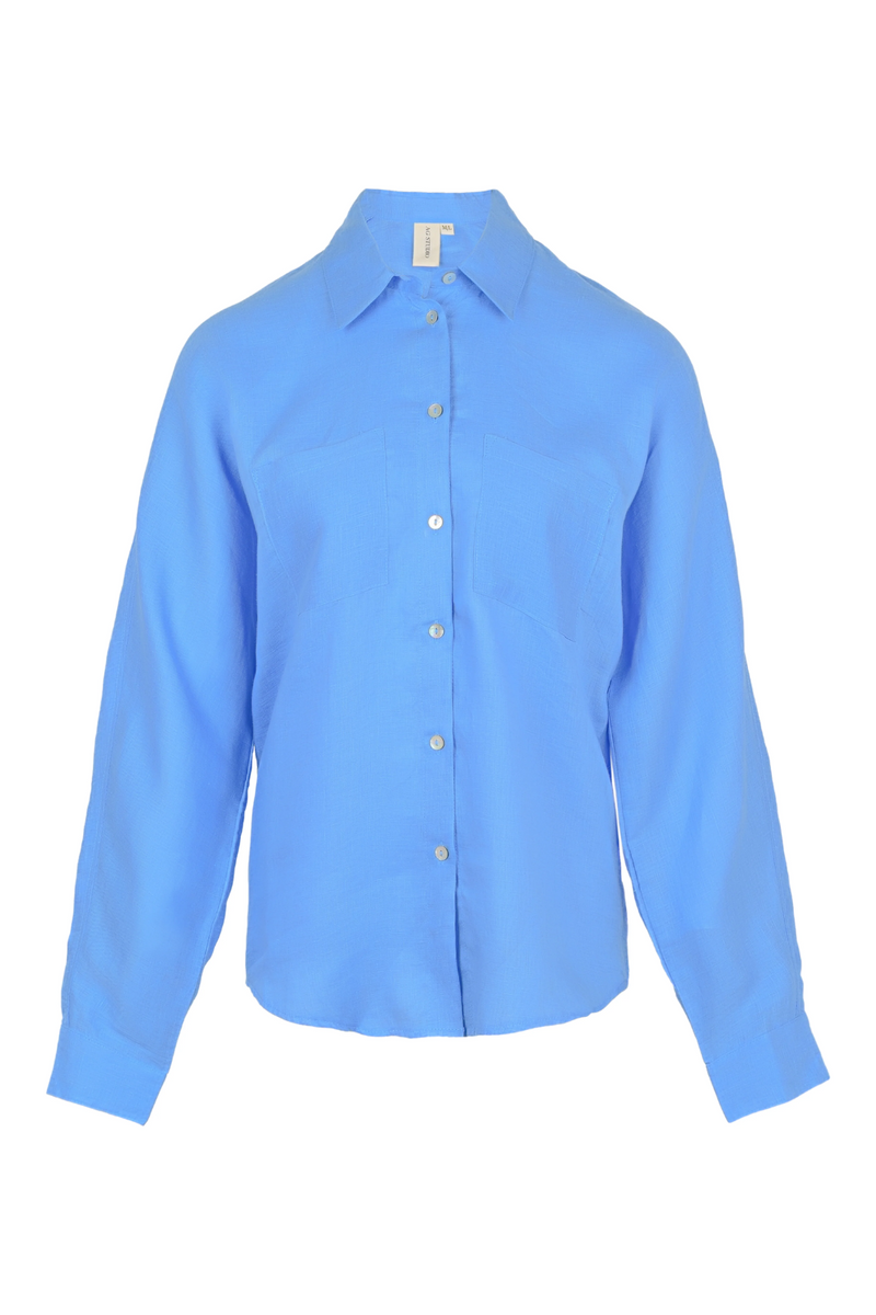 Blue Crashed Linen Shirt