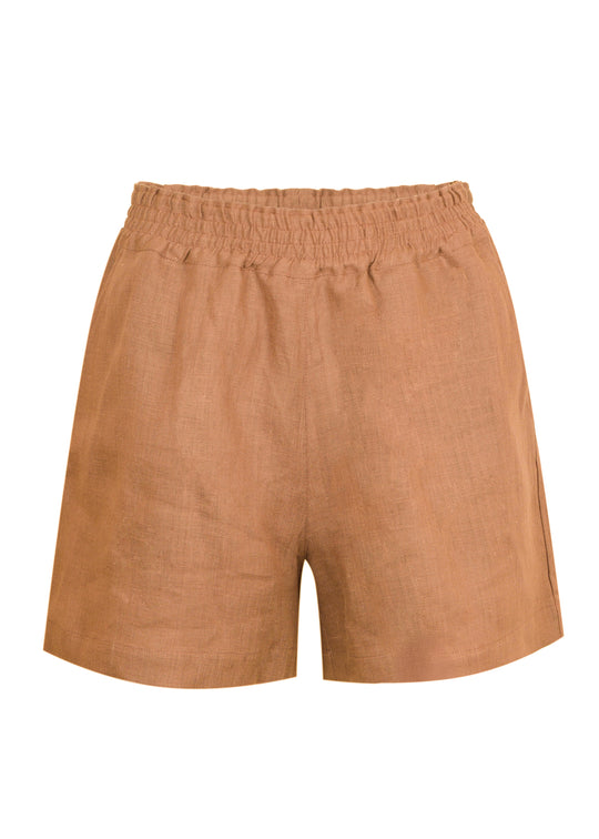 Camel Linen Shorts