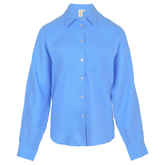 Load image into Gallery viewer, Blue Crashed Linen Shirt - Top
