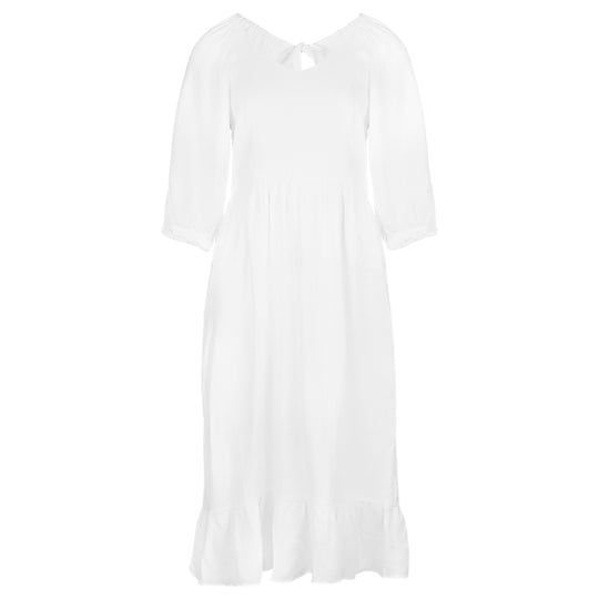 Load image into Gallery viewer, White Linen Dress With Frill - Dress
