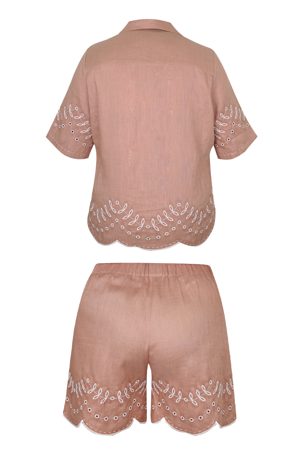 Load image into Gallery viewer, Mocha Linen Set with Leaves Embroidery
