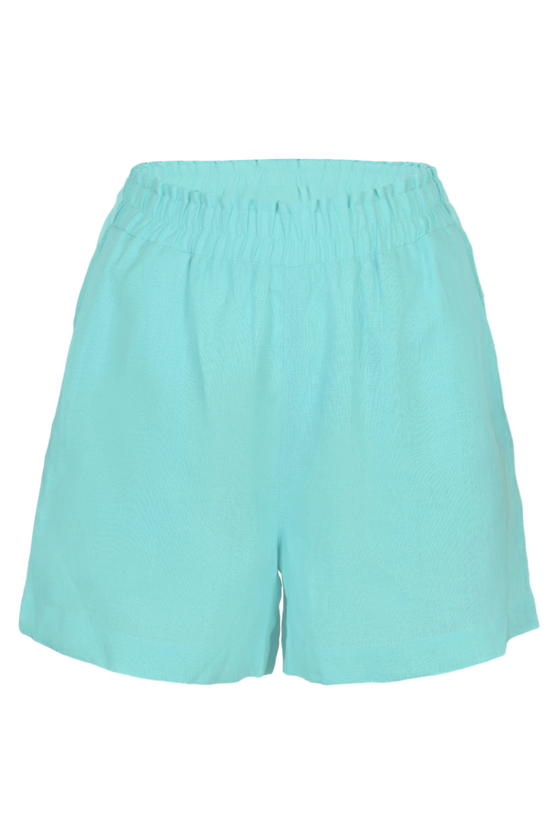 Neon Blue Linen Shorts