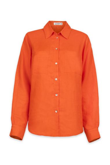 Neon Orange Linen Shirt