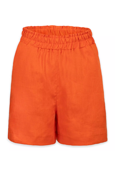 Neon Orange Linen Shorts