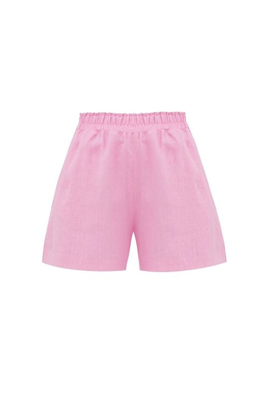 Neon Pink Linen Shorts