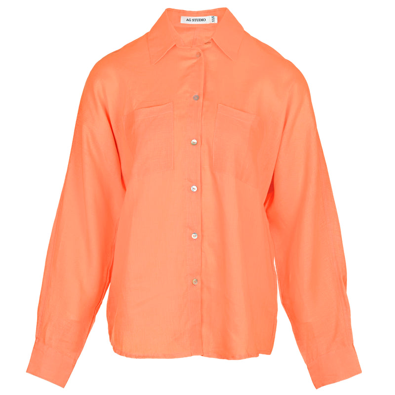 Orange Linen Shirt