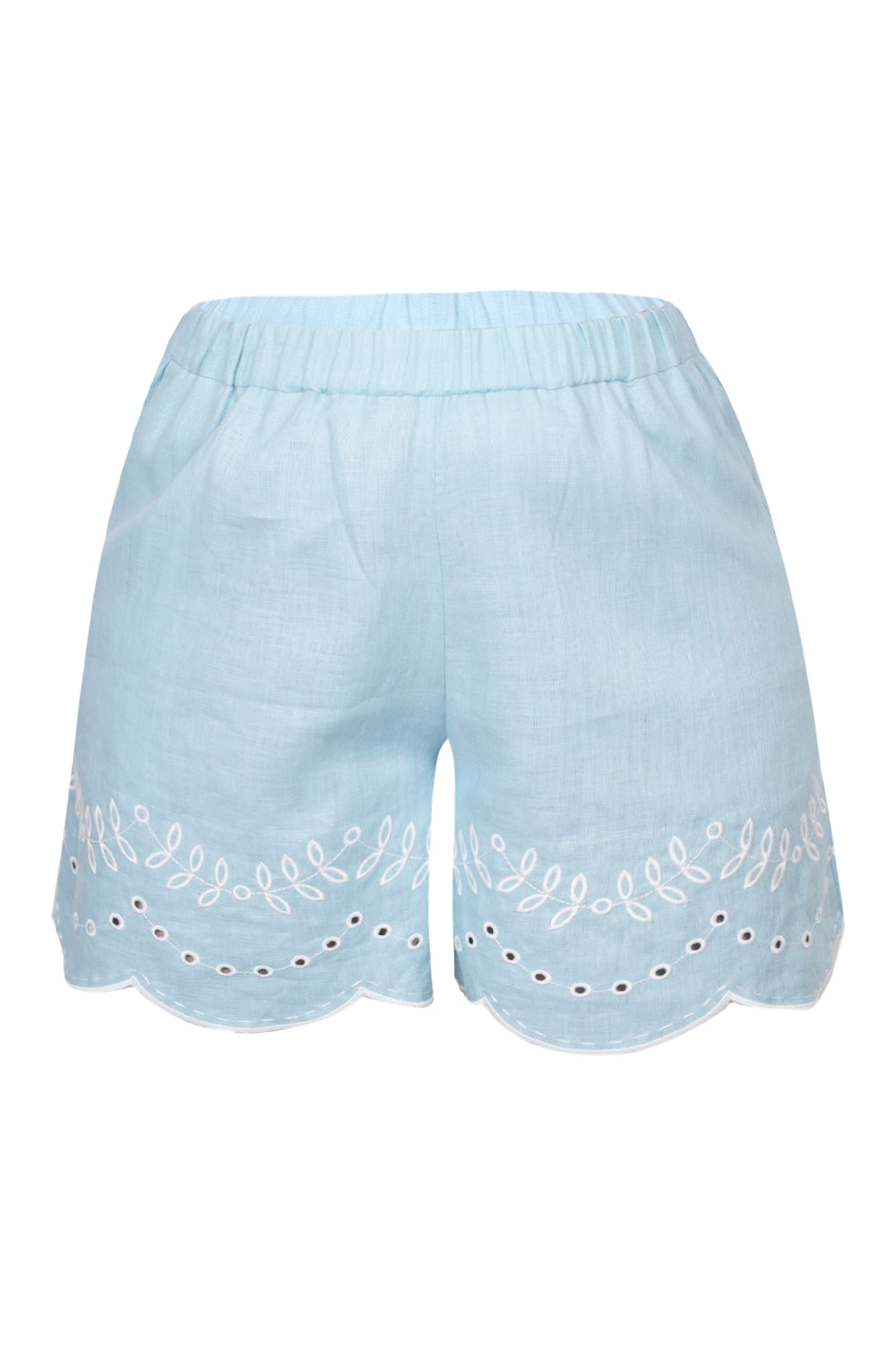 Load image into Gallery viewer, Pale Blue Linen Set with Leaves Embroidery
