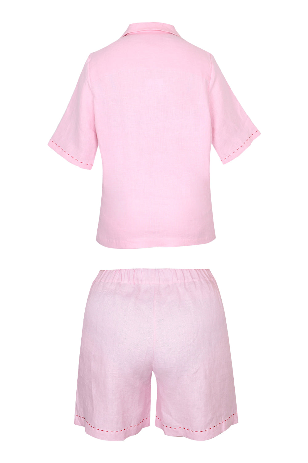 Load image into Gallery viewer, Pink Linen Set with Flower Embroidery
