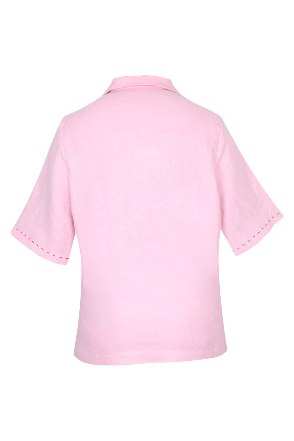 Load image into Gallery viewer, Pink Linen Set with Flower Embroidery
