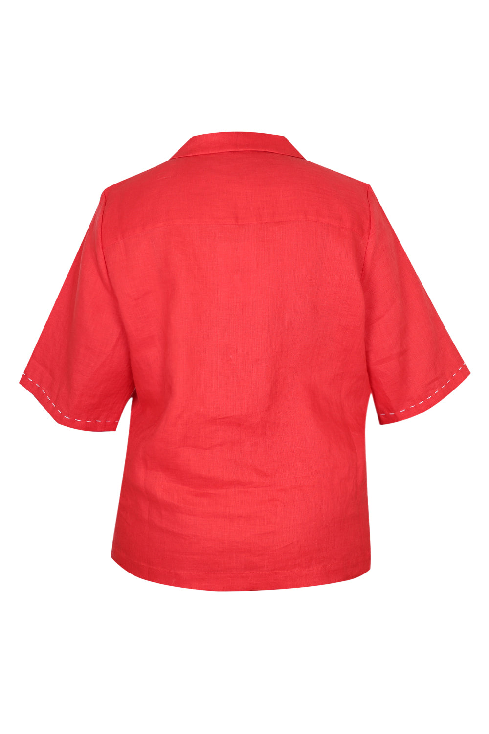 Load image into Gallery viewer, Red Linen Set with Flower Embroidery
