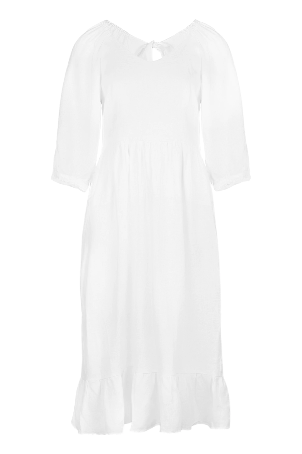 Load image into Gallery viewer, White Linen Dress With Frill
