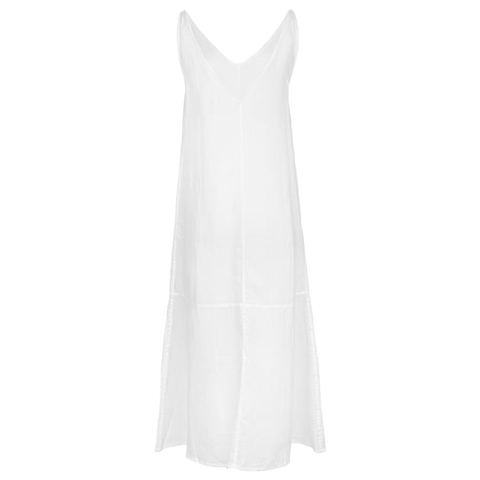 Load image into Gallery viewer, White V-Collar Linen Dress - Dress
