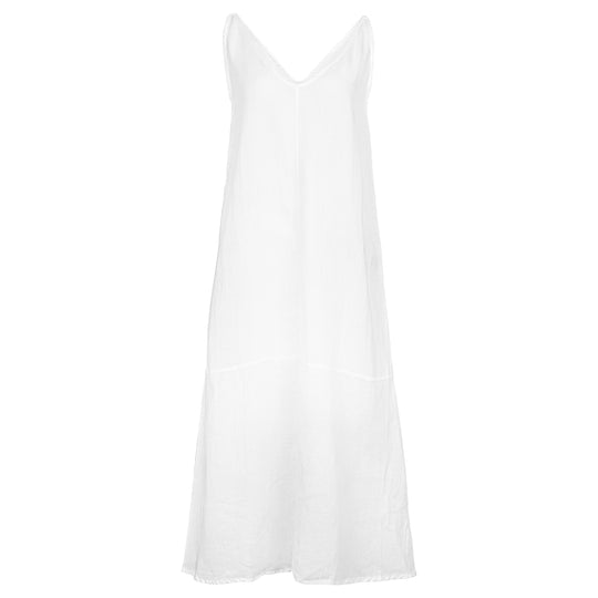 Load image into Gallery viewer, White V-Collar Linen Dress - Dress
