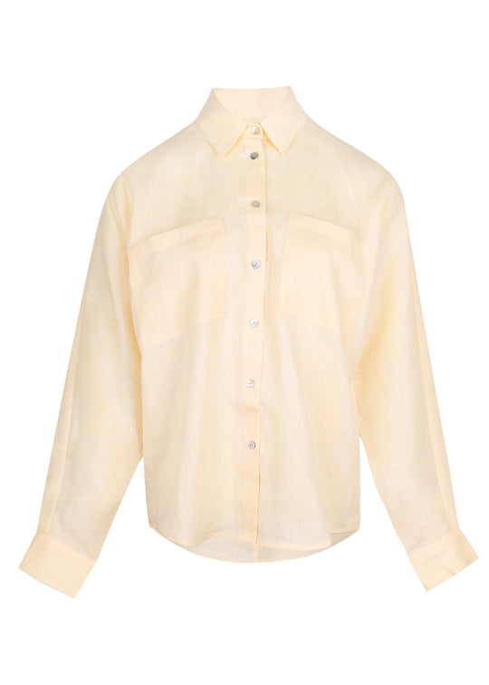 Load image into Gallery viewer, Yellow Melange Linen Shirt
