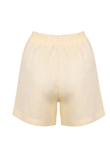 Yellow Melange Linen Shorts