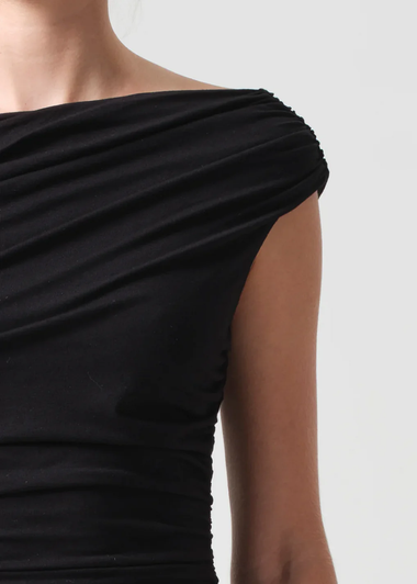 Hilma Twist Sleeve Bodysuit Black - Top