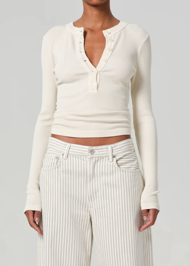 Varra Henley Top Beige