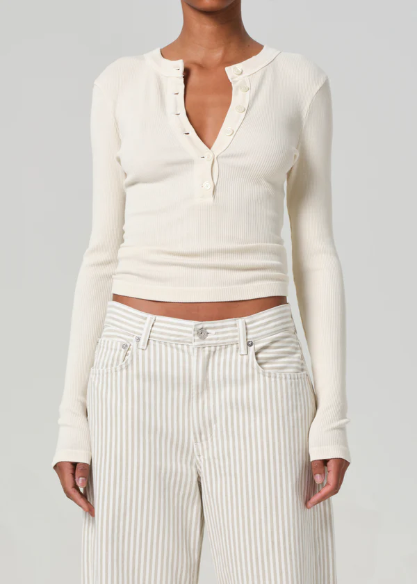 Varra Henley Top Beige
