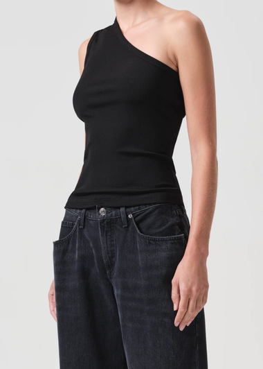 Yasmin Asymmetric Tank Black - Top