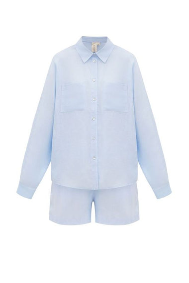 Baby Blue Linen Shorts - Shorts