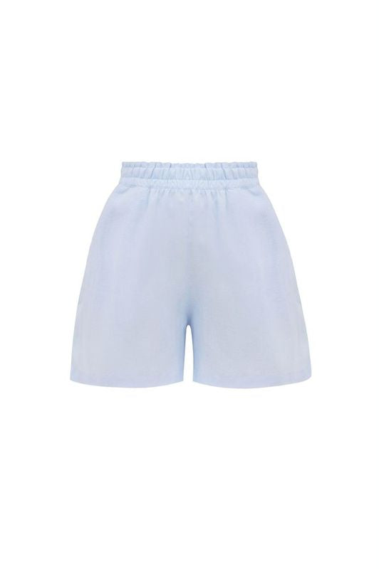 Load image into Gallery viewer, Baby Blue Linen Shorts - Shorts

