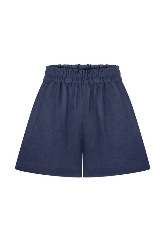 Load image into Gallery viewer, Navy Blue Linen Shorts - Shorts
