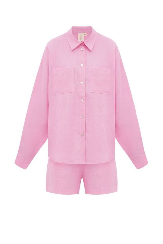 Neon Pink Linen Shorts