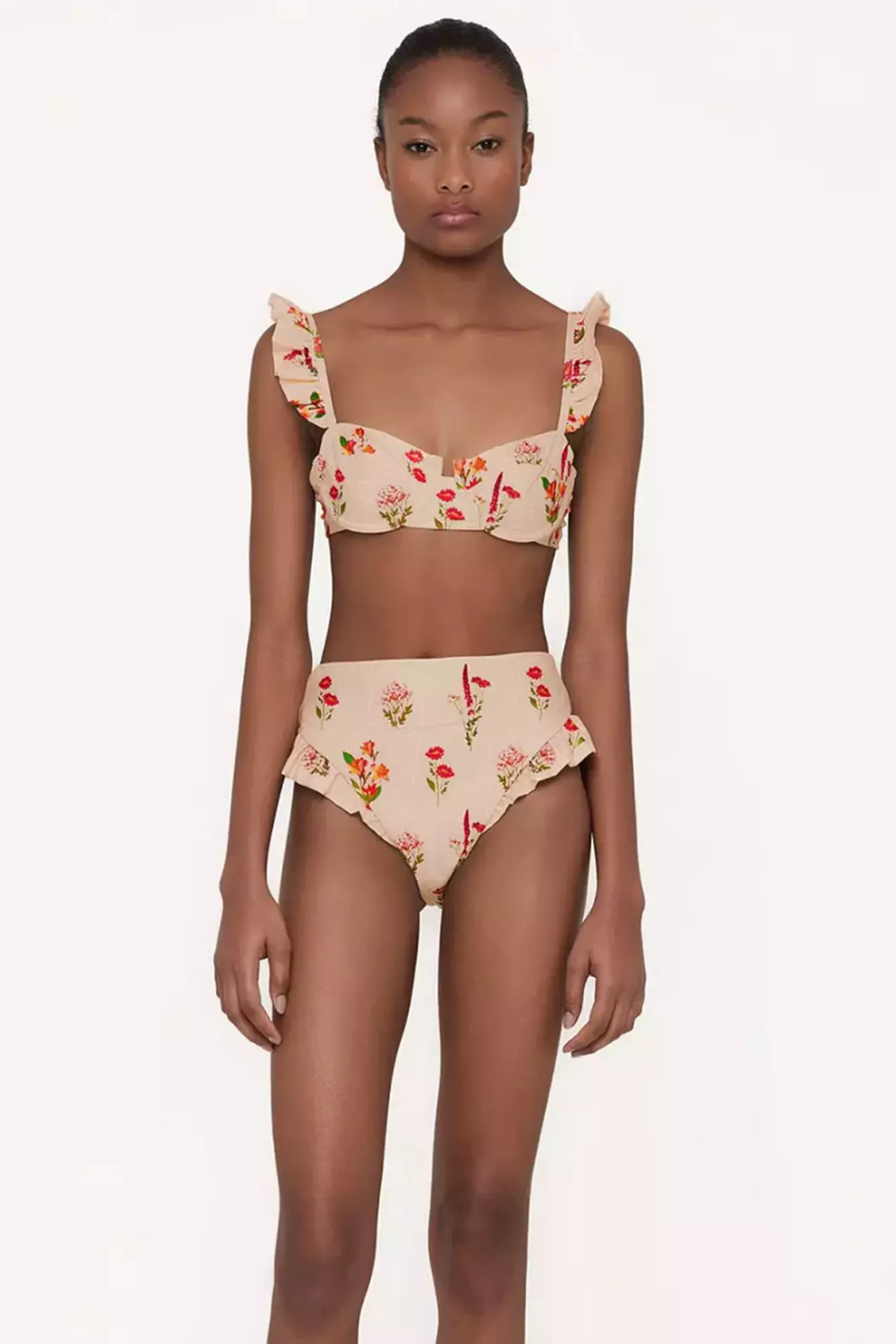 Load image into Gallery viewer, High Waisted Bikini Bottoms with Floral Embroidery
