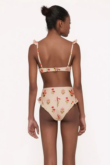 High Waisted Bikini Bottoms with Floral Embroidery