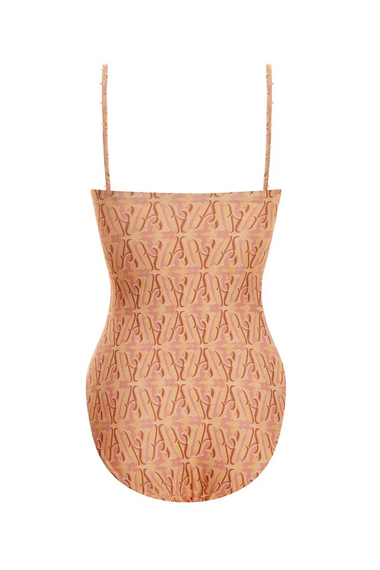 Square Neck One Piece Swimsuit with Print