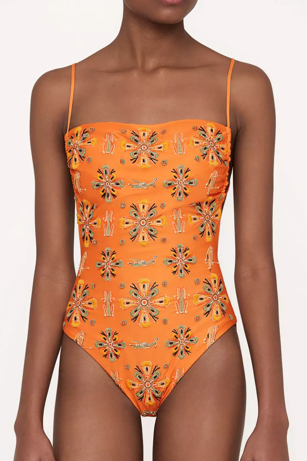 Load image into Gallery viewer, Square Neck Swimming Costume in Orange
